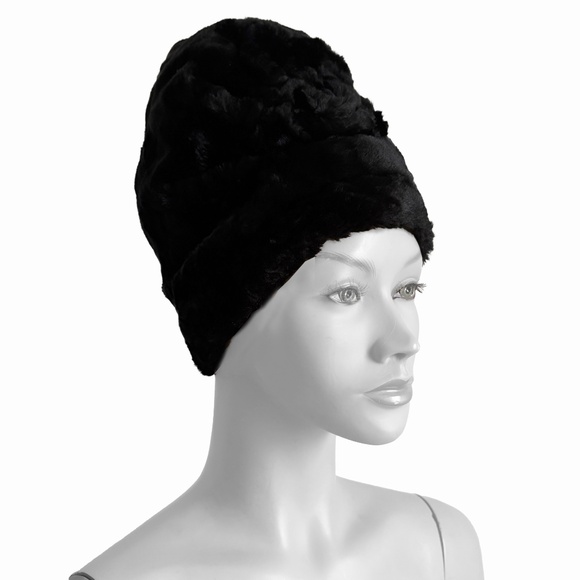 Vintage Norma Kamali OMO Black Faux Fur Sculptural Hat 1980s HTF main image 10